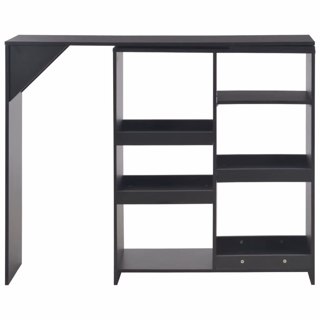 Berkfield Home Bar Table with Moveable Shelf in Black, W: 138 cm, D: 39 cm, H: 110 cm – 2