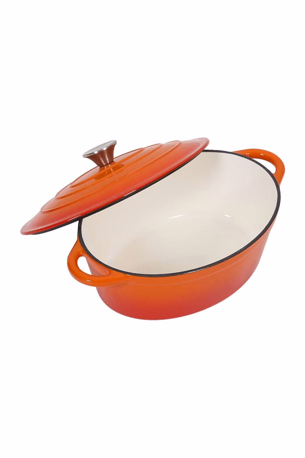 Living and Home 4.6L Enamelled Cast Iron Dutch Oven Casserole in Orange – 4