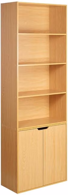 URBNLIVING Modern 6 Tier Bookcase with 2 Door Cupboard Cabinet in Brown