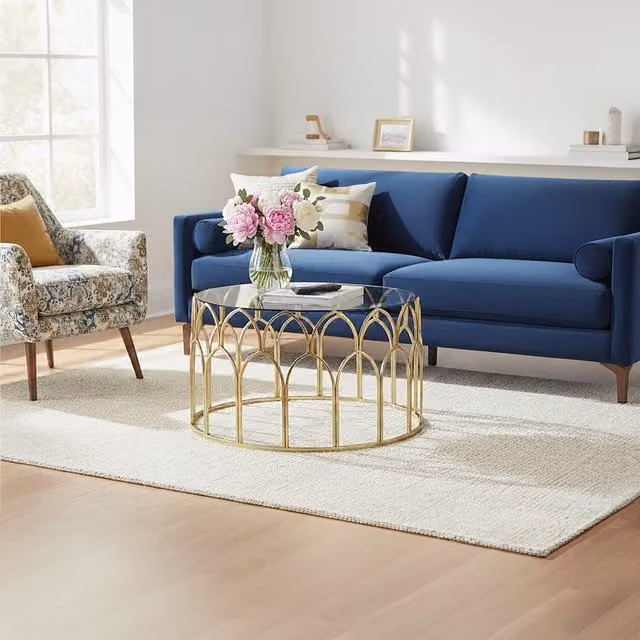 Orsina Round Gold Glass Coffee Table