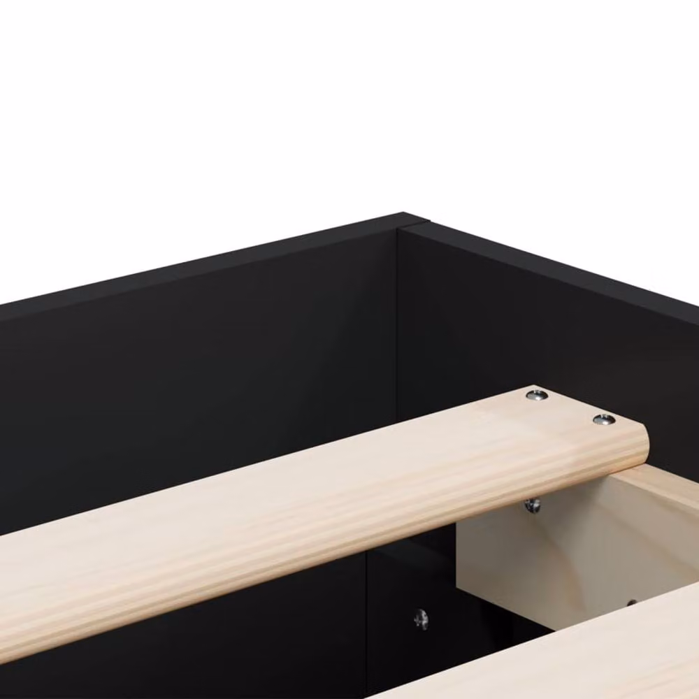 Berkfield Home Modern Small Double Bed Frame with Drawers, Black, W/D/H: 120 x 190 x 33 cm – 4