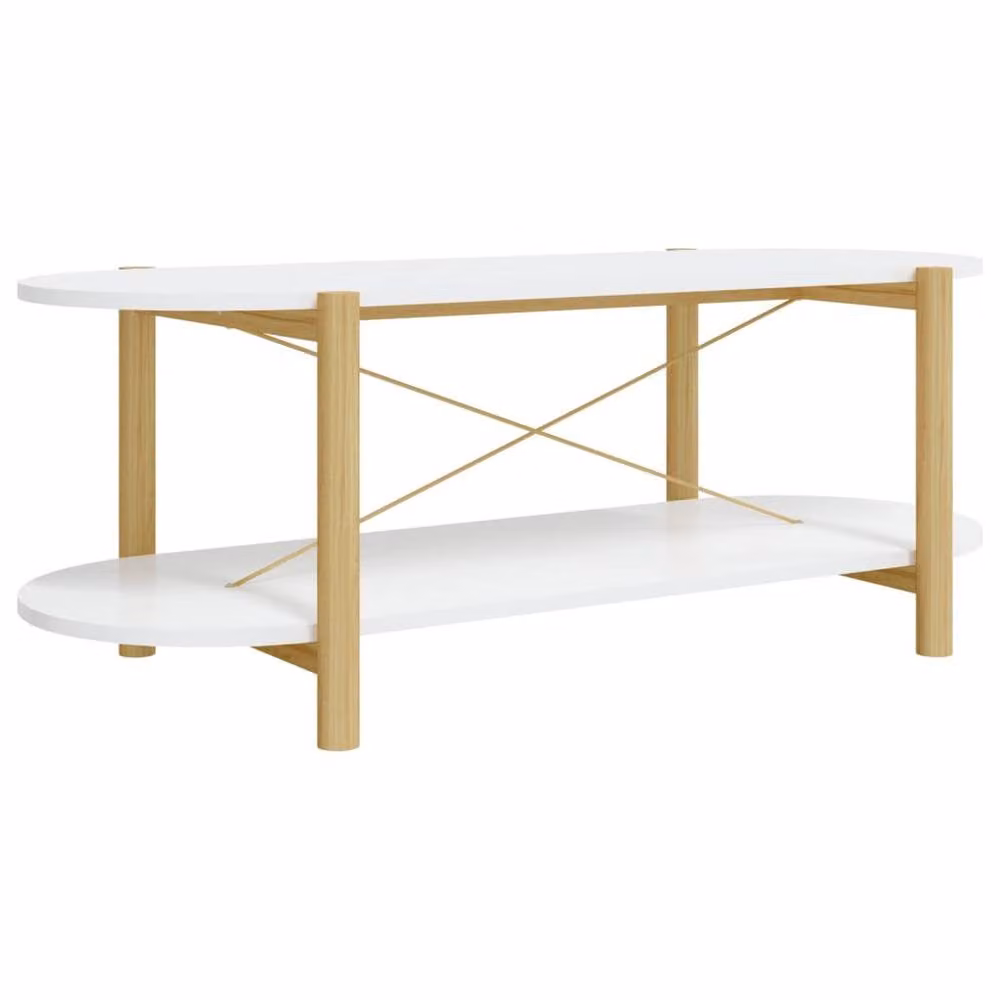 Berkfield Home Oval Coffee Table in White, W/D/H: 110 x 48 x 40 cm – 2