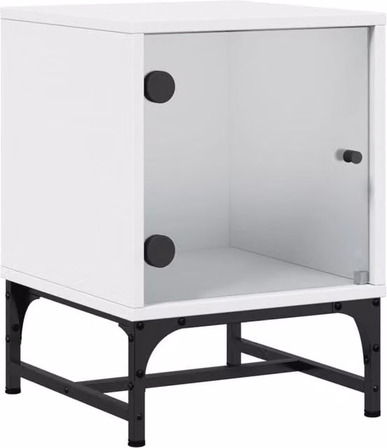 Berkfield Home Bedside Cabinet with Glass Door, White, W/D/H: 35 x 37 x 50 cm – 1