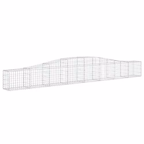 vidaXL Arched Gabion Baskets, 4 Piece Set, Silver Galvanised Steel, W: 400 cm, D: 30 cm, H: 40/60 cm
