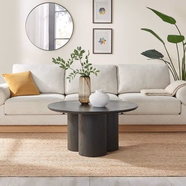 FurnitureboxUK Sutton Round Black Wood Coffee Table – 1