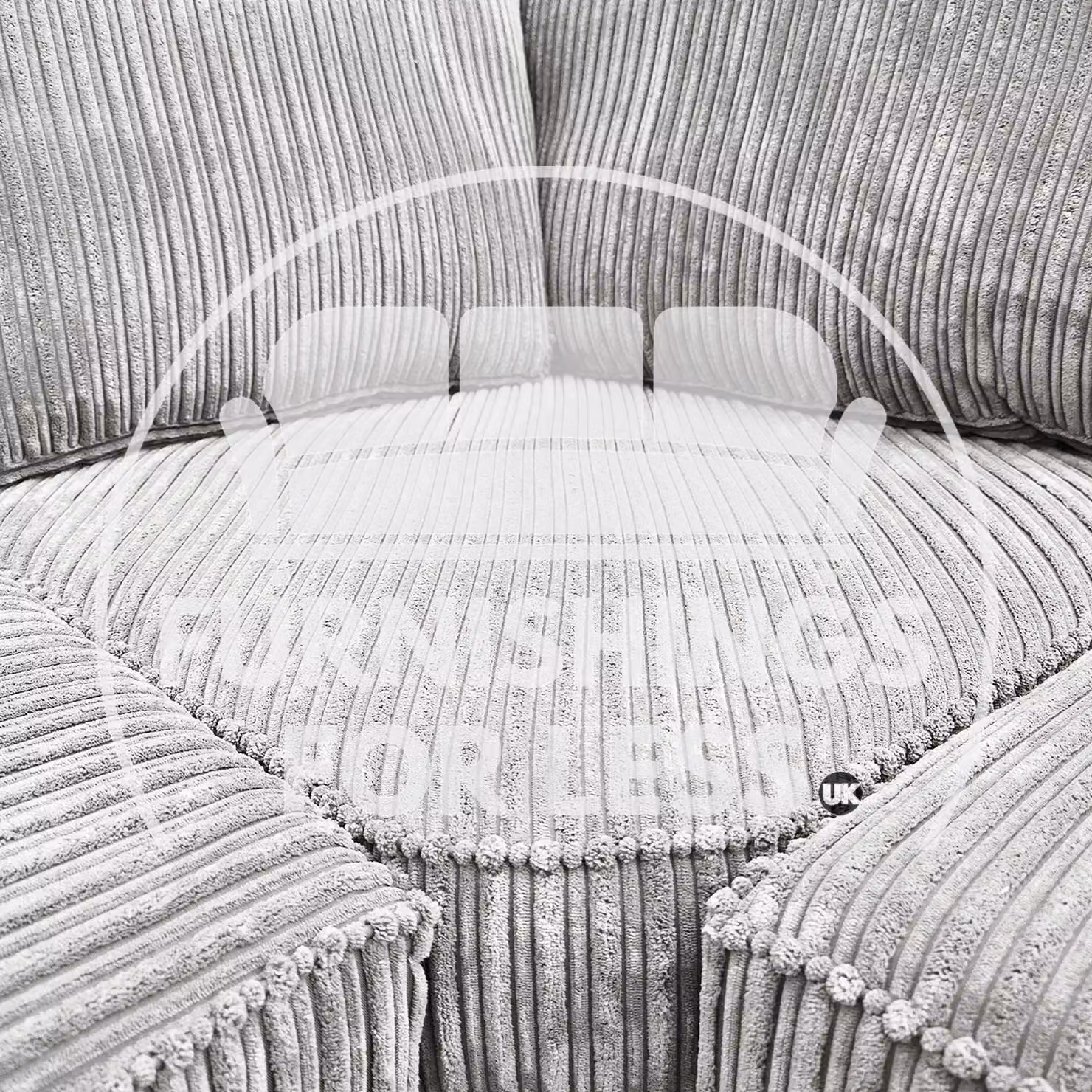 Furnishings For Less UK Bishop U-Shaped 5 Seater Large Sofa in Silver Jumbo Cord Fabric – 2