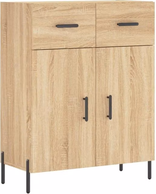 Berkfield Home Sonoma Oak Sideboard in Brown, W: 69.5 cm, D: 34 cm, H: 90 cm
