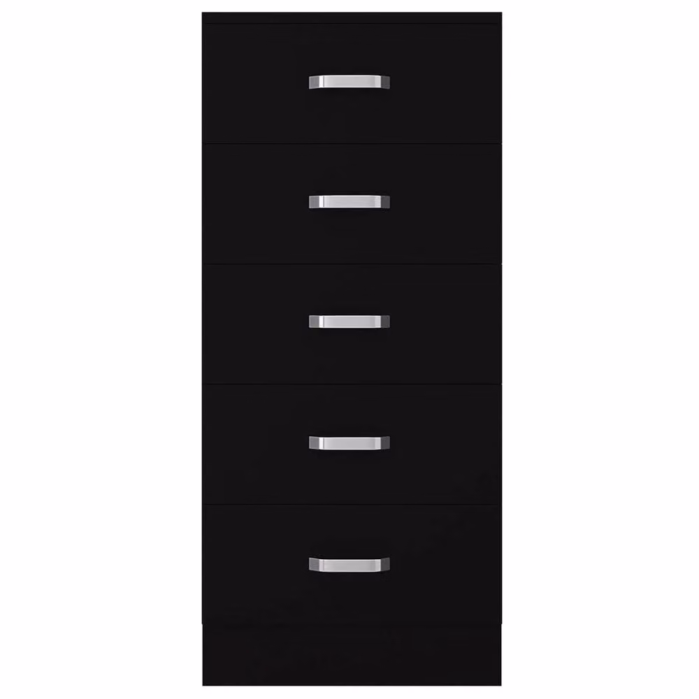 FORGEVIO 5 Drawer Chest of Drawers in Matt Black with Curved Metal Handles – 3