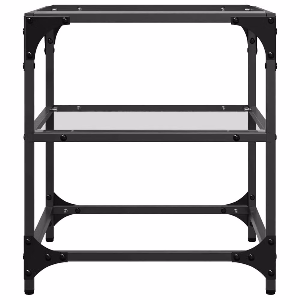 Berkfield Home Decorative Square Coffee Table with Transparent Glass Top and Black Steel Frame, W/D/H: 40 x 40 x 45 cm – 4