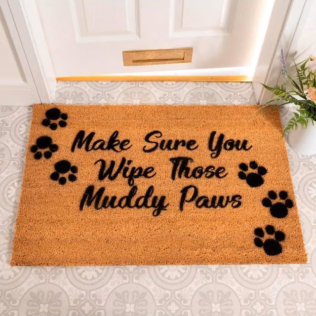 Artsy Wipe Your Paws Extra Large Rectangular Doormat, Black, W/D/H: 90 x 60 x 1 cm