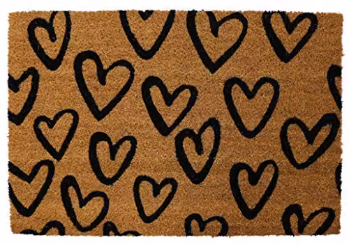 Astley Pride of Place Hand-Drawn Hearts Coir Doormat, Natural Brown, W/D: 60 x 40 cm – 3