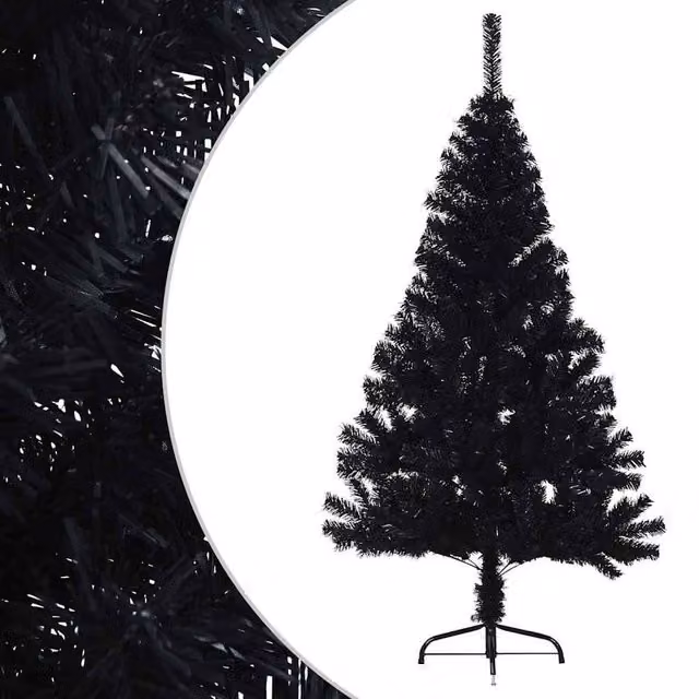 Berkfield Home Beautiful Artificial Half Christmas Tree with Stand, Black, Height: 150 cm – 1