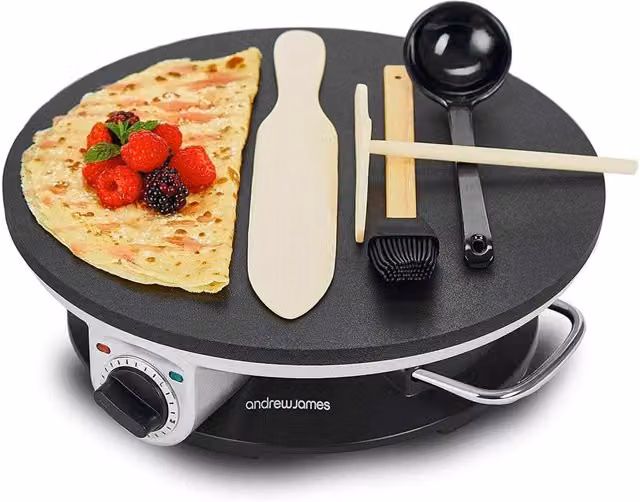 Andrew James Black Crepe Maker, 33.7 cm