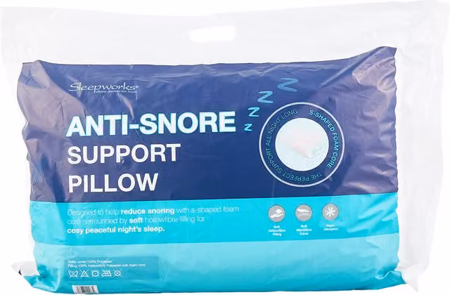 Sleepworks White Allergy-Friendly Hollow Fibre Anti-Snore Wedge Support Pillow for Adults