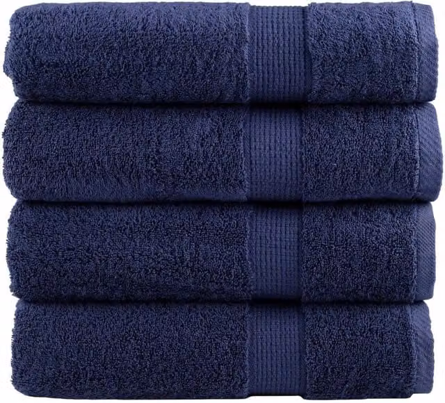 Berkfield Home SOLUND Premium Cotton Terry Shower Towels, 4 Pack, Navy Blue, W: 70 cm, L: 140 cm, 600gsm – 1