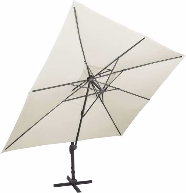 Berkfield Home Cantilever Garden Parasol with Double Top in Beige Sand, W: 400 cm, D: 300 cm, H: 274 cm