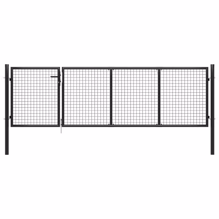 Berkfield Home Durable Steel Garden Gate in Anthracite Black, W: 350 cm, H: 100 cm