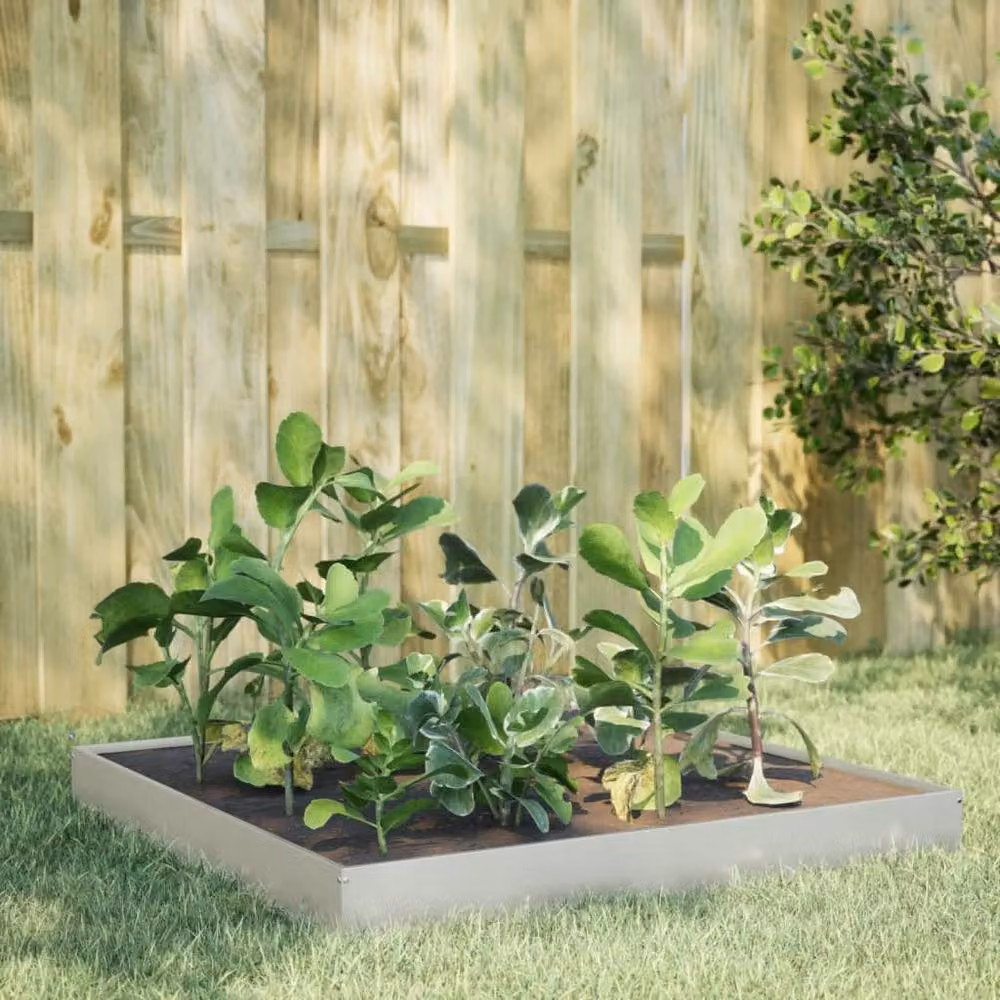 Berkfield Home Garden Stainless Steel Raised Bed in Silver, W/D/H: 100 x 100 x 18.5 cm – 2