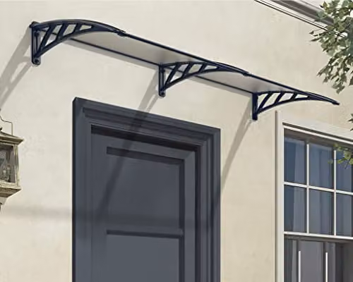 Palram Canopia Neo Twinwall Door Awning Canopy in Grey, W76 x H25 x L238 cm – 1