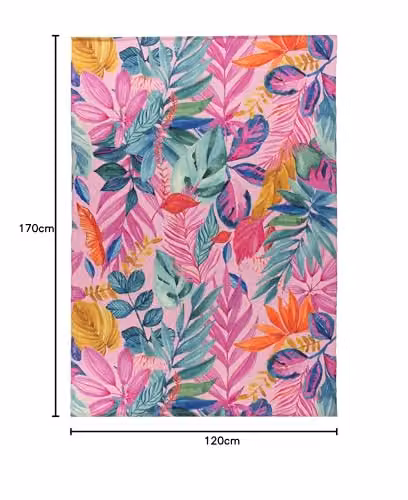 Riva Home Terrys Psychedelic Jungle Floral Outdoor Washable Flatweave Rug, Pink and Multicolour, W: 120 cm x L: 170 cm – 2