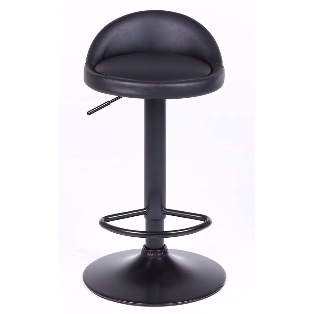 Nordara Black-3x Set of 3 Modern Low Back Kitchen Bar Stools in Black Faux Leather with Metal Legs – 2