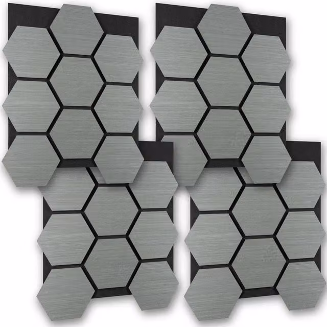 tectake Sound-Absorbing Acoustic Felt Wall Panels in Light Grey Wood Look