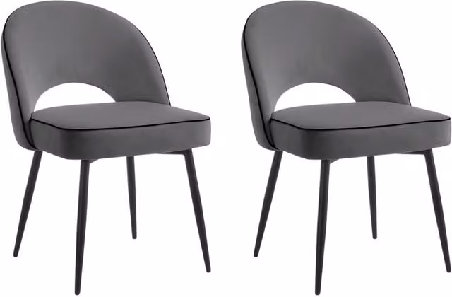 Home Detail Tilly Velvet Dining Chair Set of 2, Ivory and Grey – 1