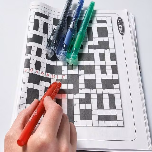 Set of 4 Erasable Gel Ink Pens in Black, Blue, Red and Green