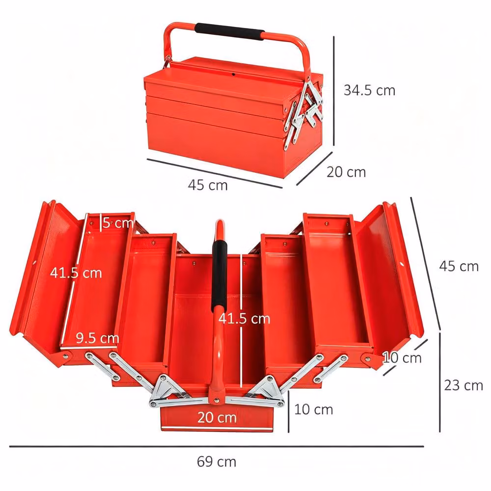 STILVORA Red Steel Tool Box with 5 Trays – 3