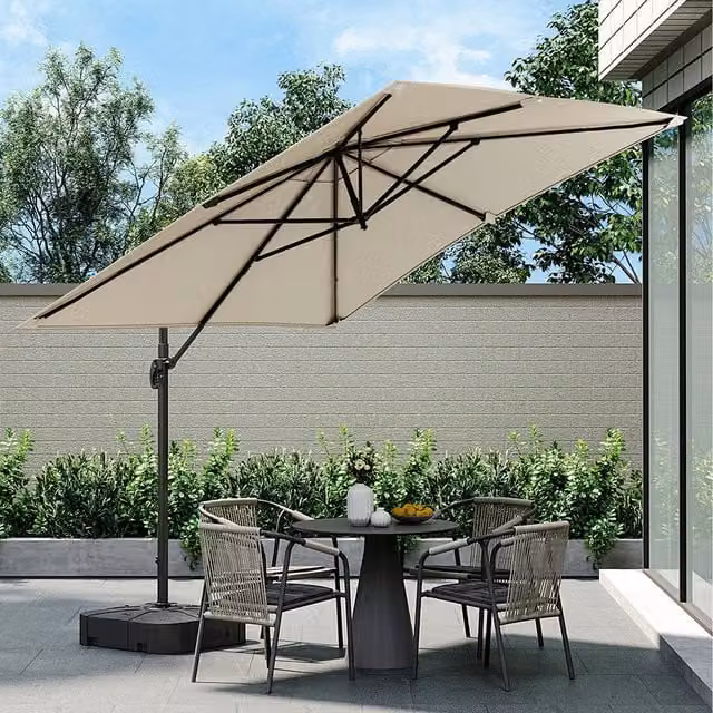 Breeins Adjustable Cantilever Parasol with Stable Fillable Base in Beige
