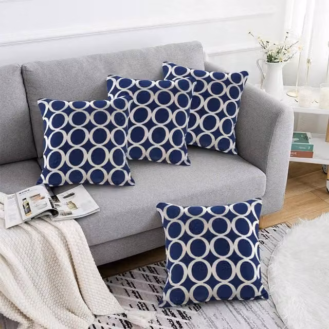 Luxor Living Set of 4 Blue Chenille Square Cushions, W x D: 45 x 45 cm