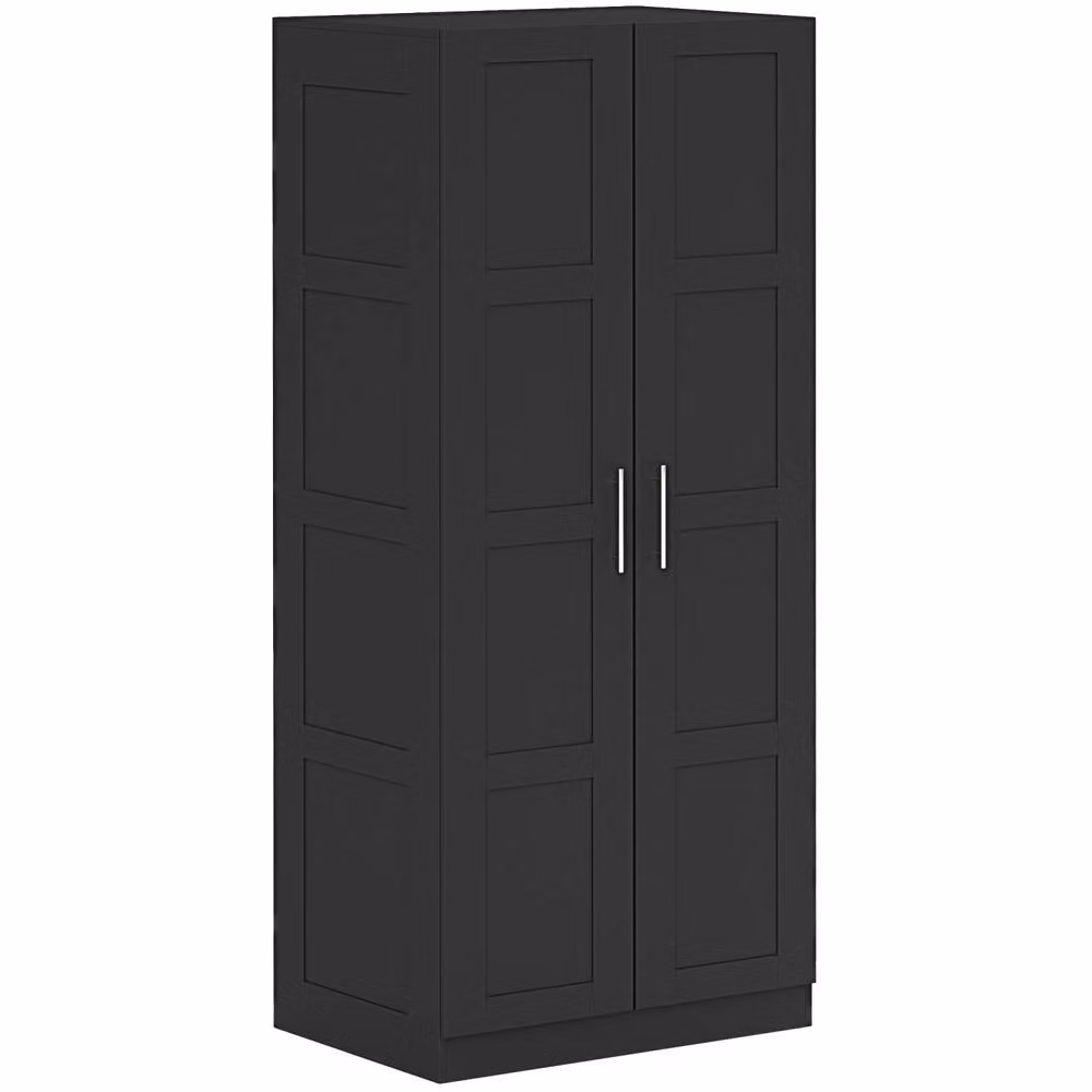 Wyld Haus Corarani Black 2 Door Wardrobe with Soft Close Hinged Doors, Hanging Rod and Internal Shelves, H 180 x W 80 x D 53.5 cm – 2