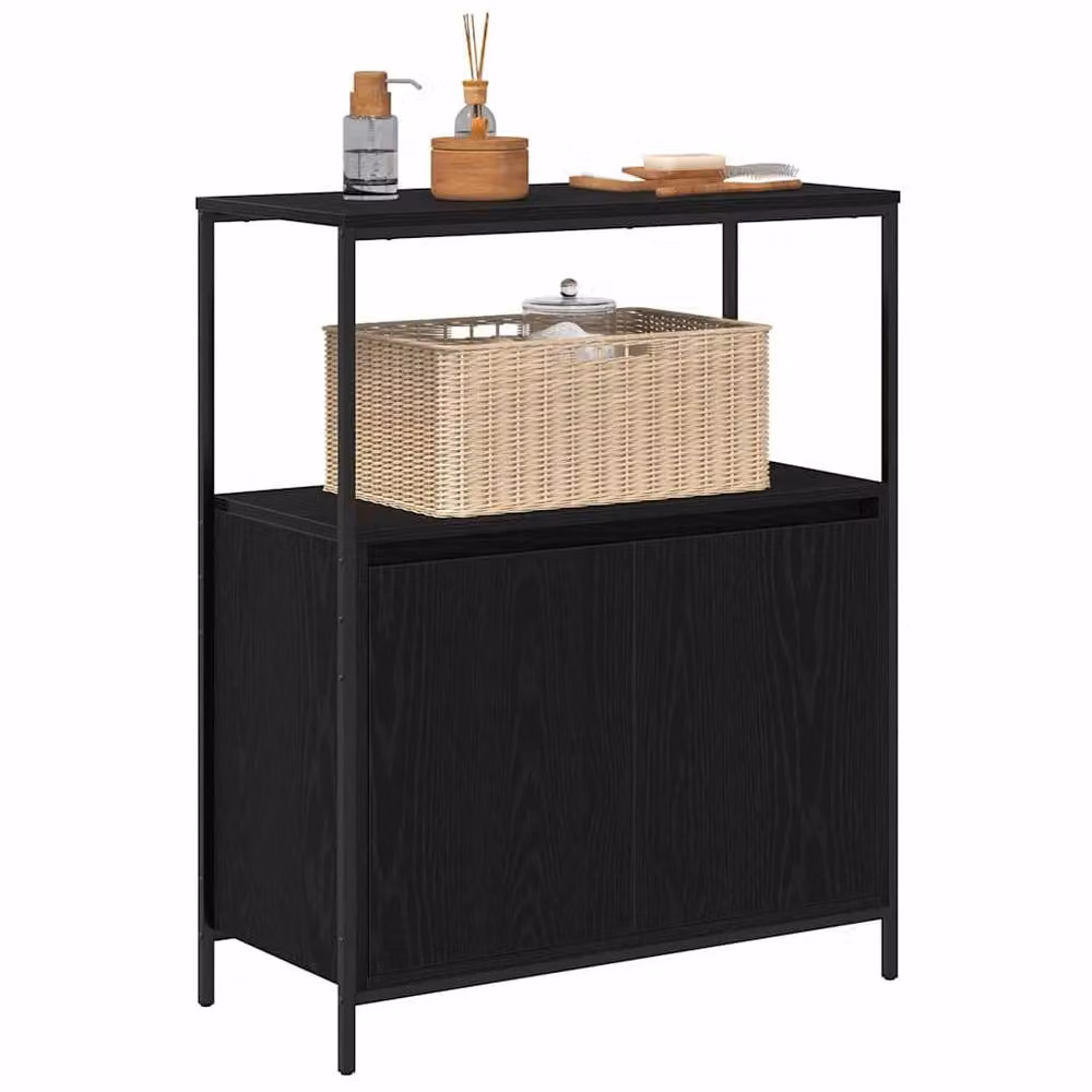 Berkfield Home Durable Black Oak Bathroom Cabinet with Internal Shelves, W/D/H: 76.5 x 35 x 95 cm – 3