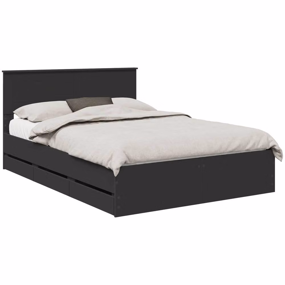 Berkfield Home Modern Bed Frame with Drawers in Black, Engineered Wood, W: 140 cm, L: 190 cm – 2