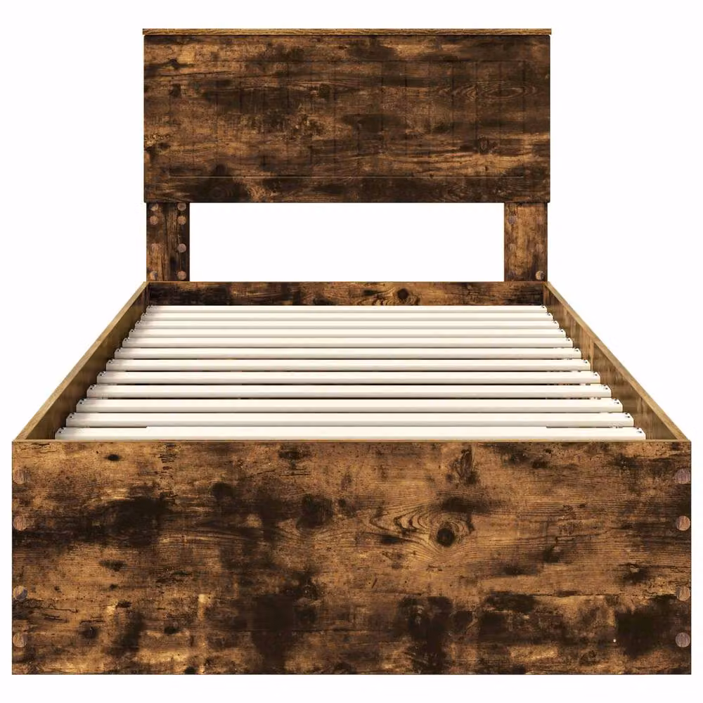 Berkfield Home Modern Bed Frame with Drawers in Smoked Oak Brown, W/D/H: 90 x 190 cm – 4