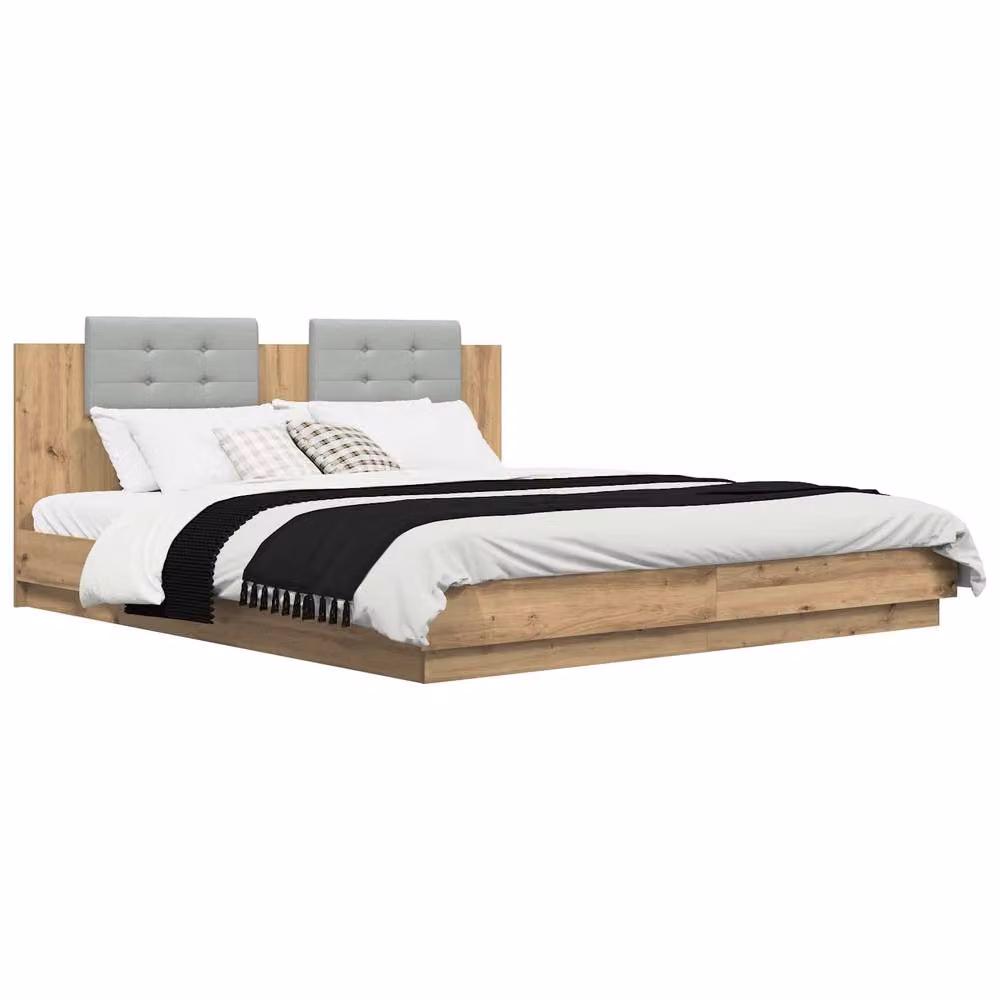 Berkfield Home Artisan Oak Bed Frame with Headboard and Drawers, Brown, 200 x 200 cm – 2