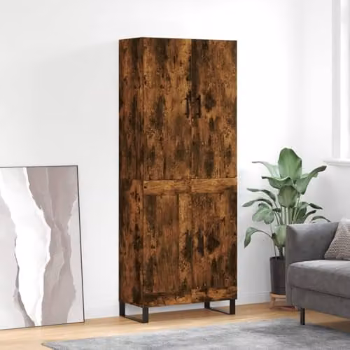 vidaXL Highboard in Smoked Oak, Brown Industrial Style Engineered Wood, H 180 x W 69.5 x D 34 cm – 2