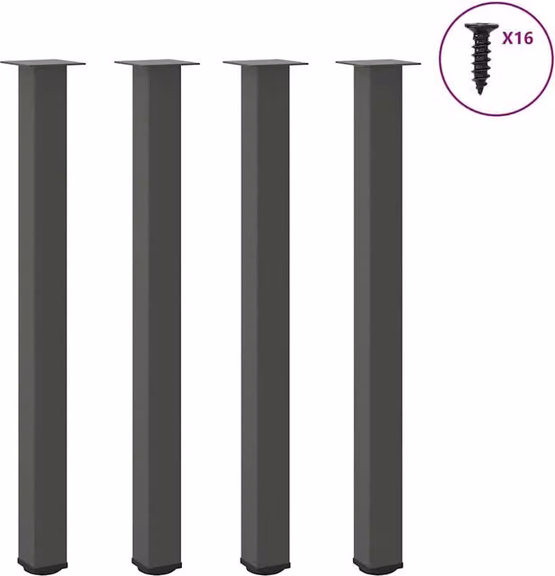 Berkfield Home Steel Coffee Table Legs, 4 Pieces, Anthracite Black Matt Finish – 1
