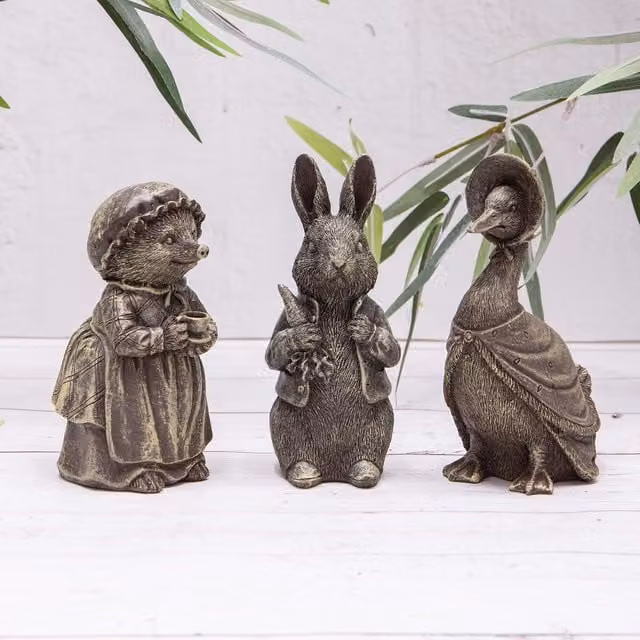 Annibells Set of 3 Peter Rabbit Beatrix Potter Resin Animal Figures in Grey