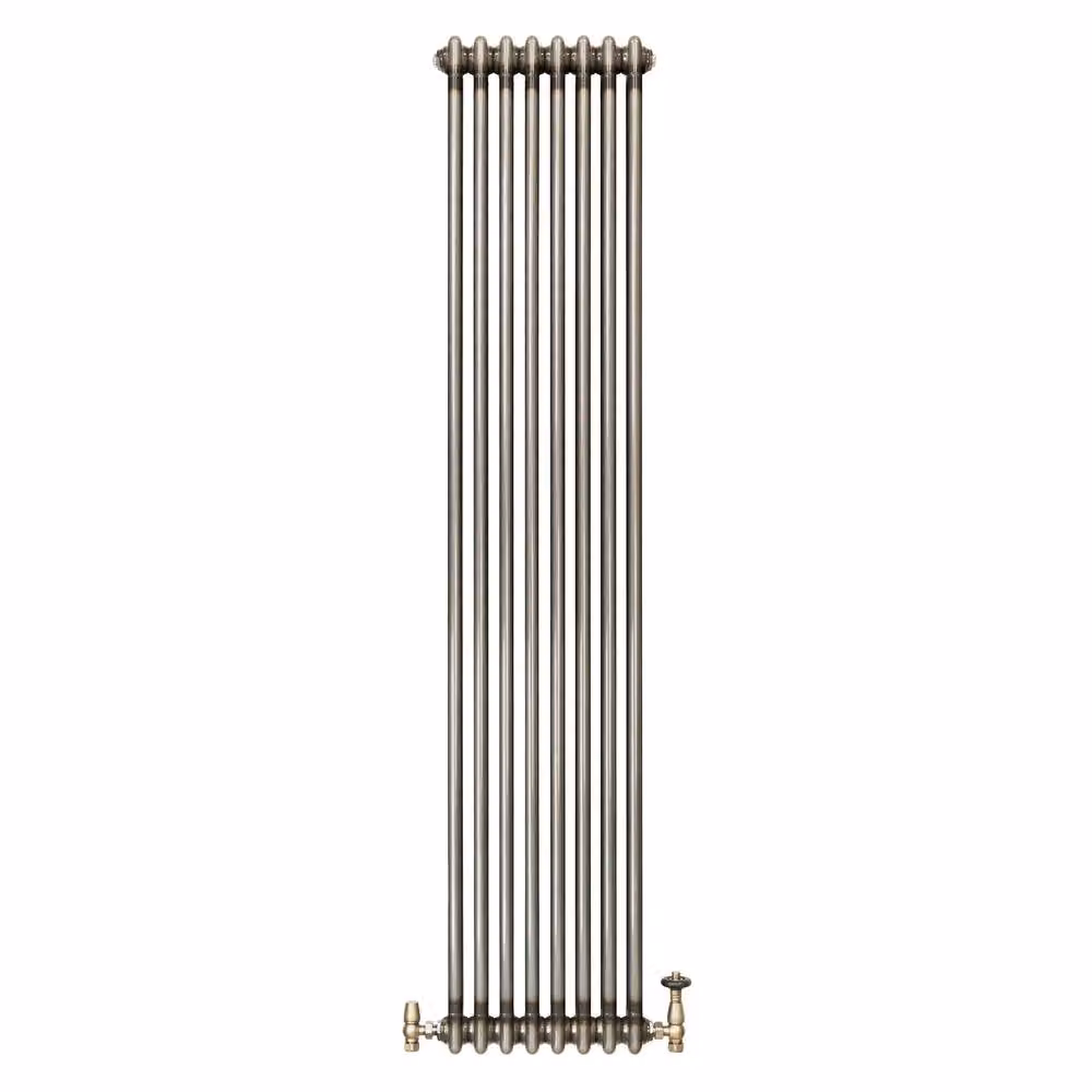 Monstershop Traditional 2 Column Steel Radiator with Integrated Valves, Silver, H: 180 cm, W: 38 cm, D: 38 cm – 2