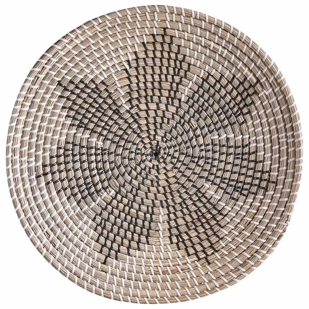 Wyld and Coco Set of 3 Handmade Round Seagrass Wall Plates in Natural Beige – 2