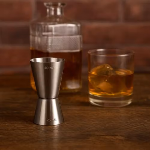 Rink Drink Stainless Steel Conical Jigger in Silver, 25/50ml – 2