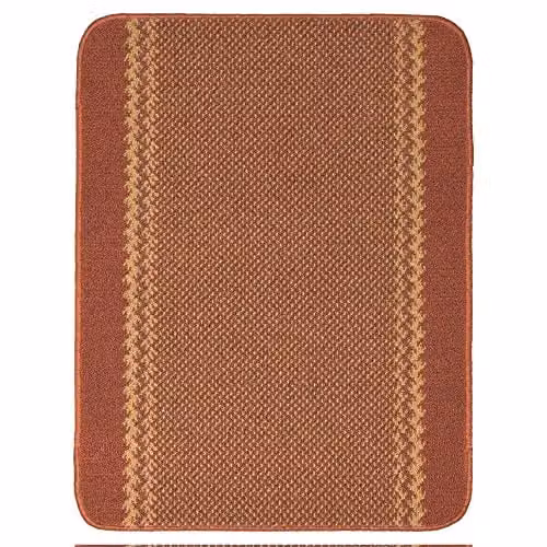 THE RUGS Machine Washable Non-Slip Polypropylene Area Rug with Bordered Design in Orange, W: 80 cm, D: 50 cm