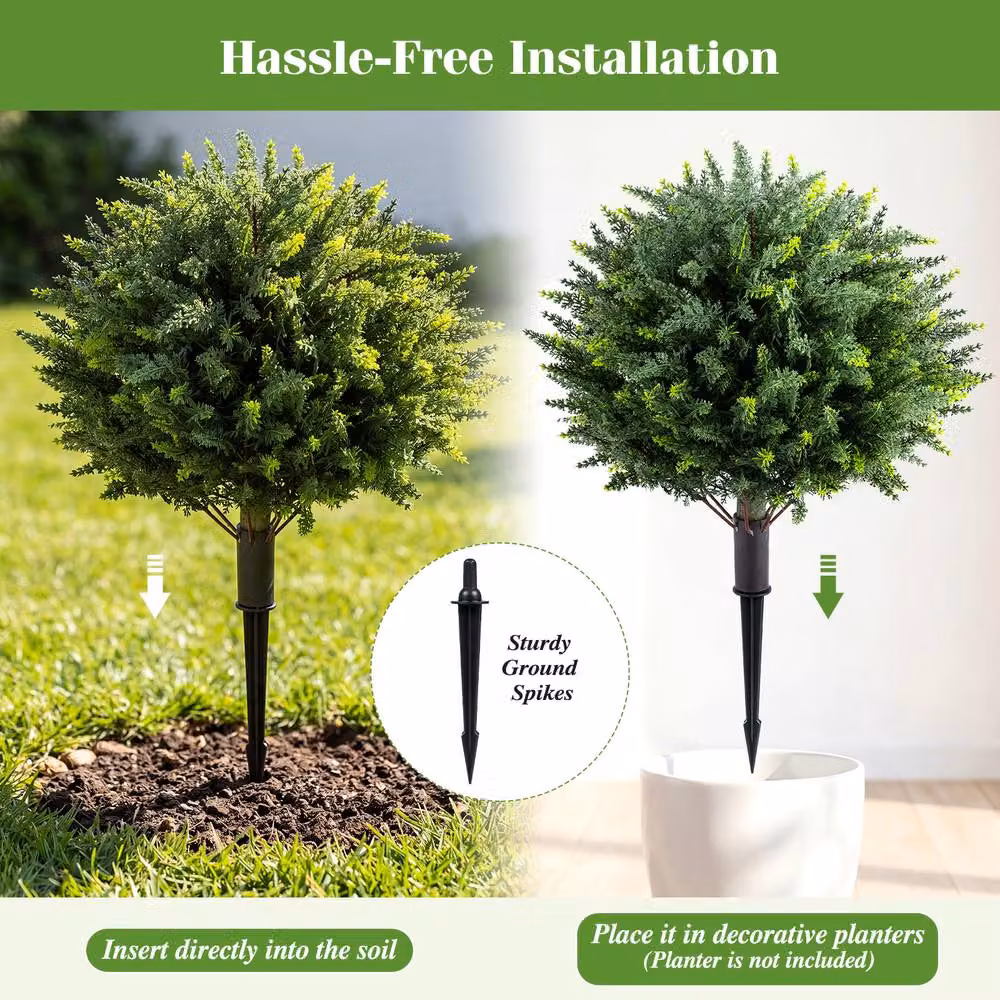 Costway Set of 2 Green Artificial Cypress Topiary Trees, 70 cm Height – 5