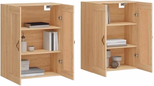 Berkfield Home Wall Mounted Cabinets, 2 Piece Set in Sonoma Oak and Beige Engineered Wood