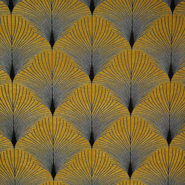 Fibre Naturelle New York Riverdale Yellow Chenille Graphic Art Deco Fabric