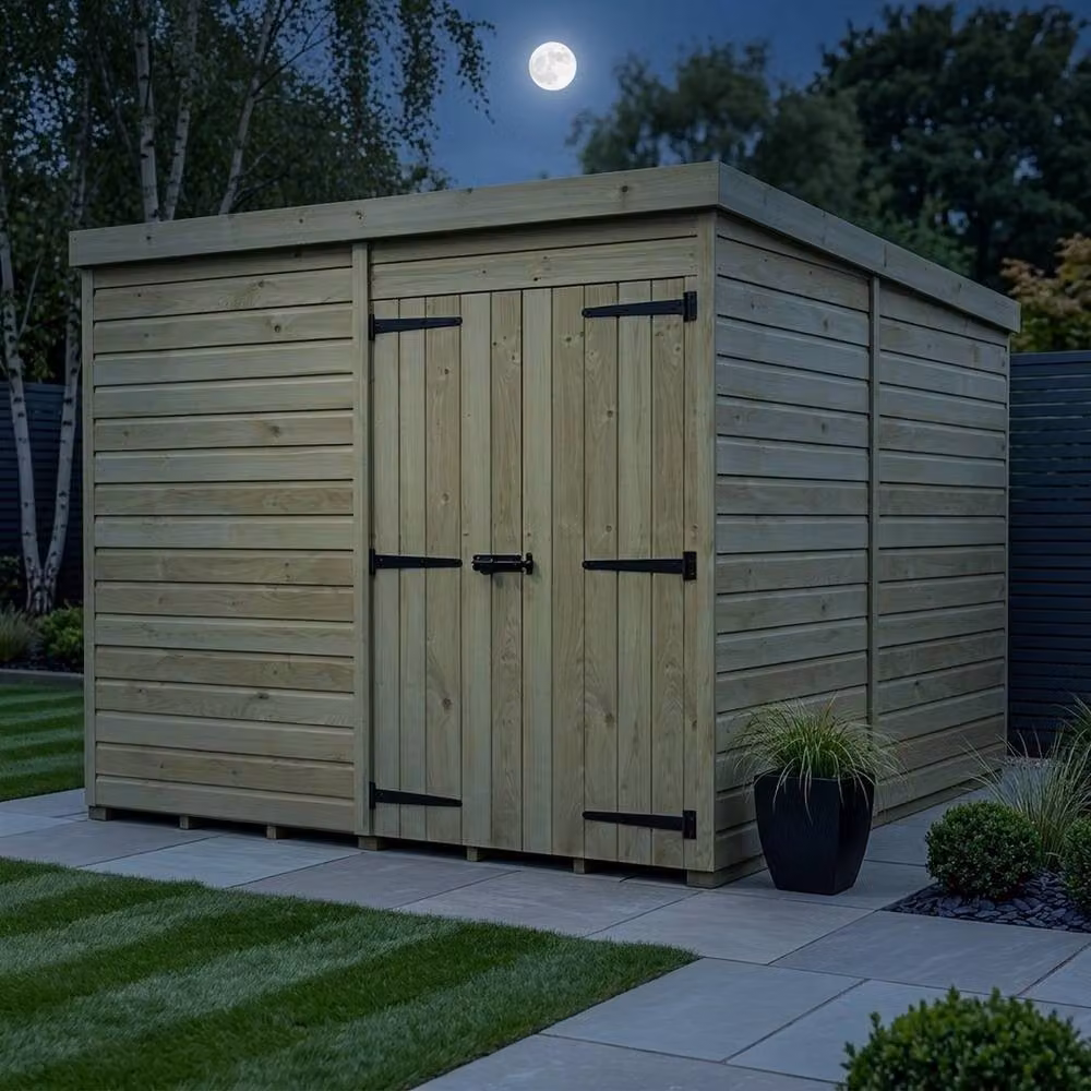Buttercup Farm Brown Timber Pent Garden Shed with Double Doors – 3