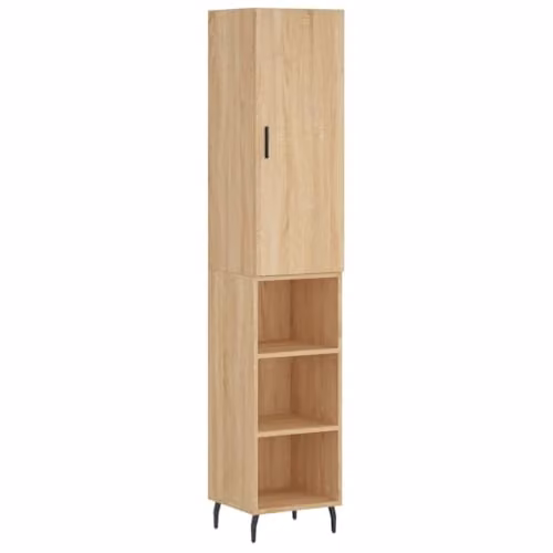 vidaXL Modern Highboard Sideboard in Brown Sonoma Oak Engineered Wood with Doors and Shelves for Living Room or Bedroom