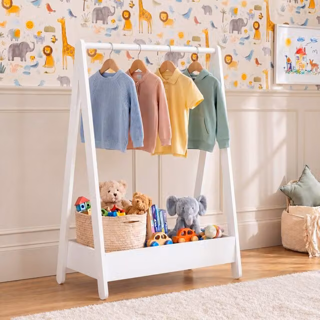 Vida Designs Junior Vida Kids Clothes Rack in White Pine Wood