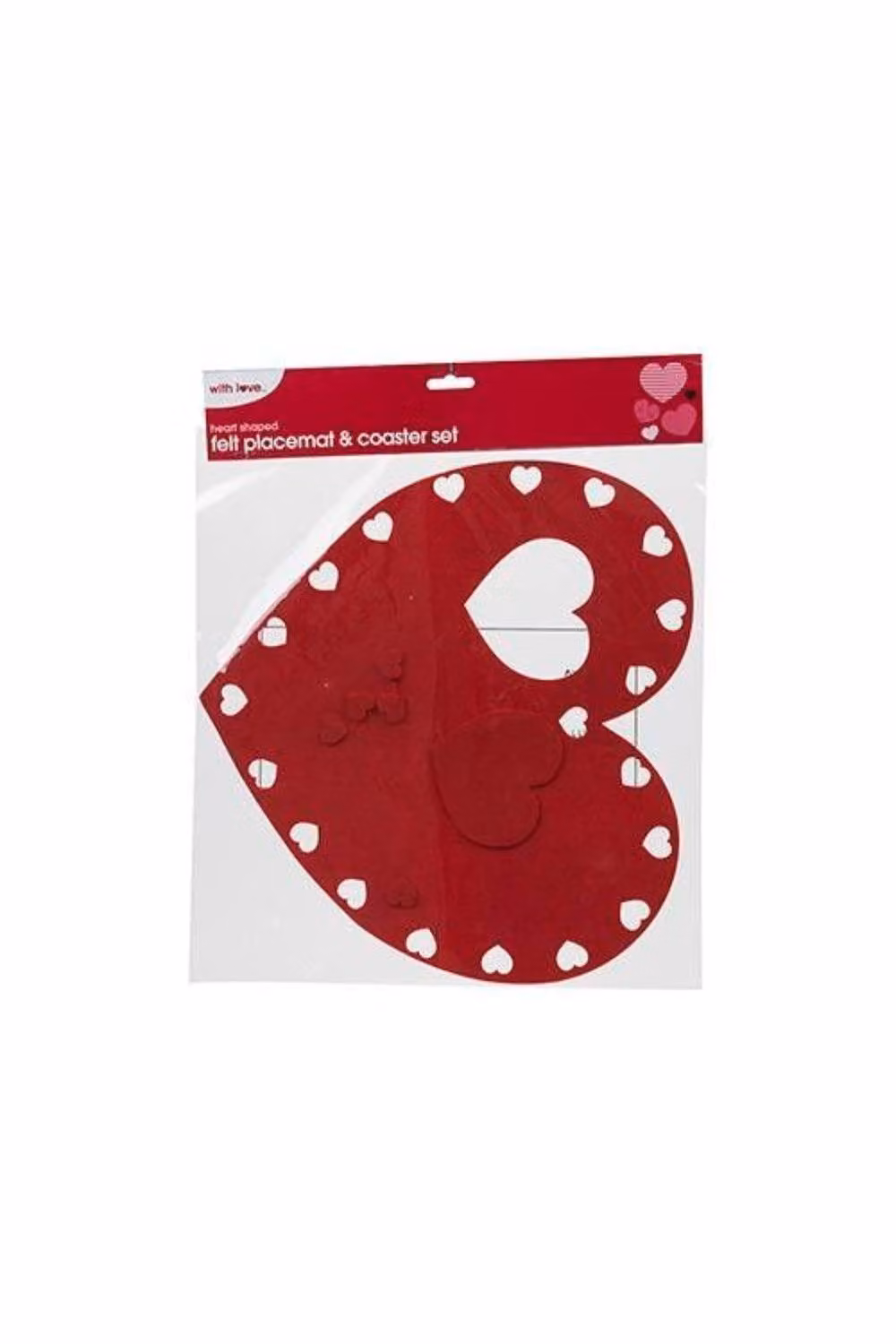 KDMD Maroon Heart Shaped Felt Placemat and Coaster Set – 2